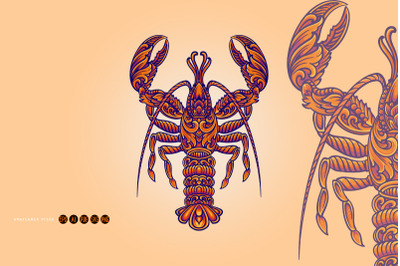 Elegant classic lobster ornament svg