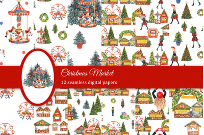 Christmas Market pattern digital papers
