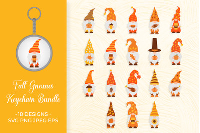 Fall gnomes keychain bundle SVG. Autumn gnomes key chains