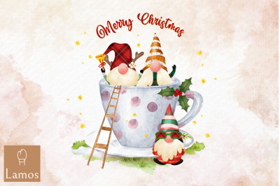 Merry Christmas Gnome In Coffee Cup