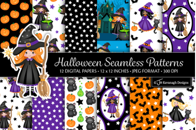 Halloween Digital Paper | Witch Pattern