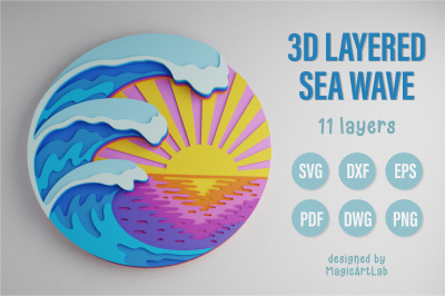 3D Layered Sea wave SVG| 3d Layered Mandala | Paper cut sea