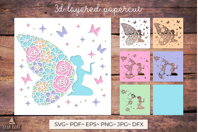 3d Fairy SVG | Flowers Fairy Girl birthday card