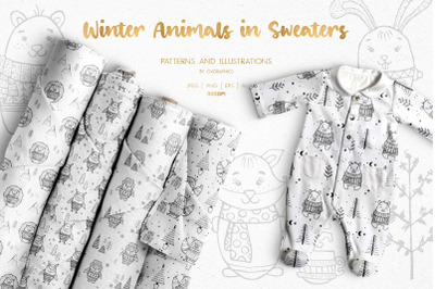 Winter Animals in Sweaters Collection