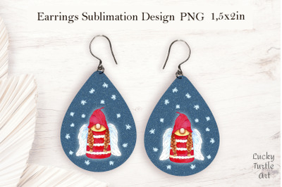 Christmas angel gnome teardrop earrings sublimation design