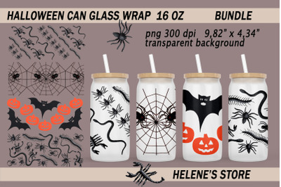 Halloween Can Glass Wrap. Libbey can glass sublimation