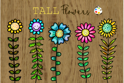 Tall Flowers - Watercolor Floral Doodles