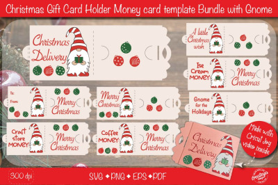 Christmas gift card holder template SVG Bundle&2C; Christmas Gnome money