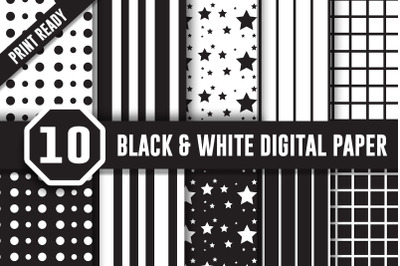 10 Black And White Digital Paper