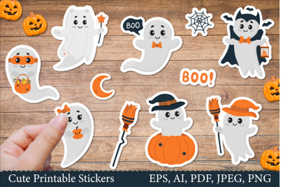 Cute Ghosts Halloween Sticker | Printable Stickers for Cricut