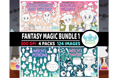 Fantasy Magic Digital Stamps Bundle 1 - Lime and Kiwi Design