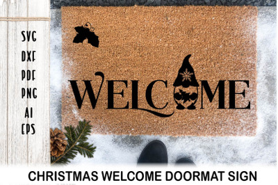 Door mat SVG. Christmas Welcome Door mat. Christmas Gnome.