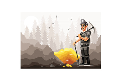 Gold Miner Character Graphics Vector Illustration