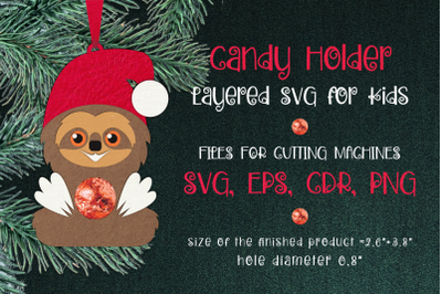 Sloth Christmas Ornament | Candy Holder Template