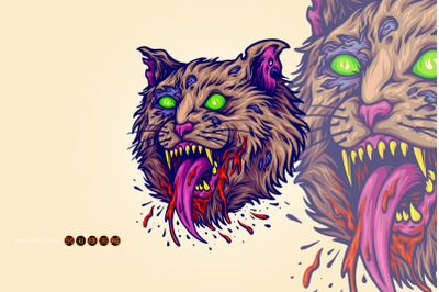 Scary cat face monster svg