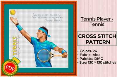 Tennis Cross Stitch Pattern | Tennis Player