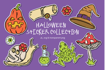 HALLOWEEN STICKER PACK Hand Drawn Doodle Vector Labels