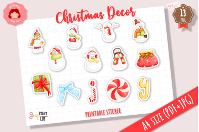 Christmas Snowman Printable Sticker Sheet