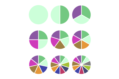 Pie charts set, part segment, infographic template for business report