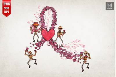 Pink Ribbon Breast Cancer Skeleton Dance