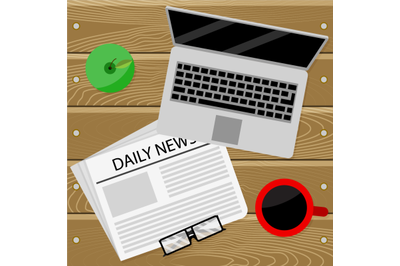 Business morning concept, daily newspaper with coffee