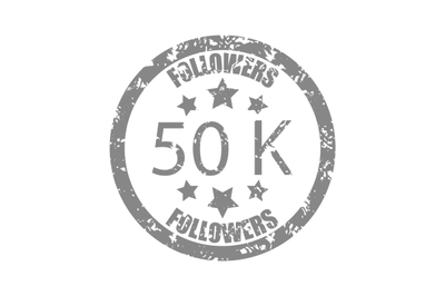 50k followers rubber stamp texture&2C; mark of reward for blogger