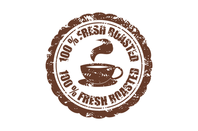 Fresh roasted coffee&2C; rubber texture stamp with aromy cup