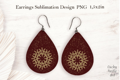 Christmas gold snowflake teardrop earring sublimation design