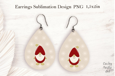 Christmas gnome teardrop earrings sublimation design