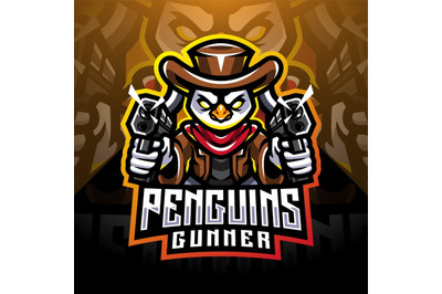 Penguin gunner esport mascot logo design