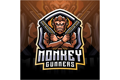 Monkey gunner esport mascot logo design