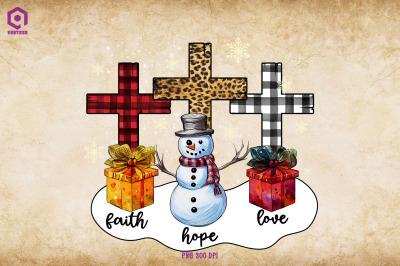 Faith Hope Love Jesus Snowman