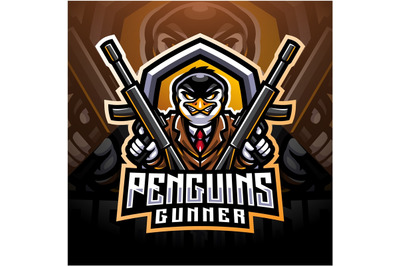 Penguin gunner esport mascot logo design