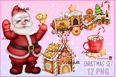 Christmas Set with Santa PNG
