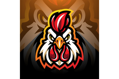 Rooster head esport mascot logo design