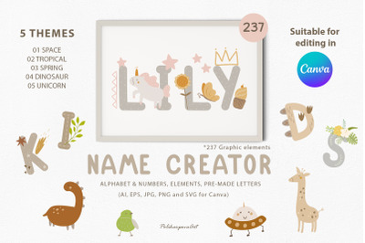 Kids name creator elements &amp; letters