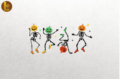 Dancing Pumpkin Head Skeletons