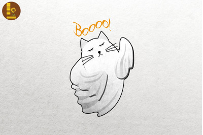 Scary Cute Ghost Cat Easy Halloween