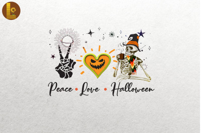 Peace&2C; Love&2C; Halloween Skeleton