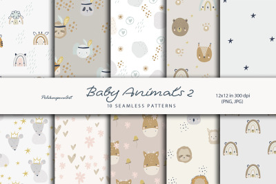 Baby animals seamless pattern for kids, digital paper