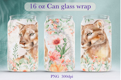 Spring glass can wrap design Floral libbey glass sublimation