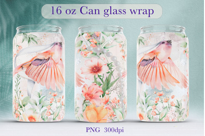 Spring glass can wrap design Floral libbey glass sublimation