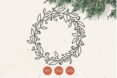 Winter Wreath Svg, Christmas Wreath PNG, Holiday Wreath