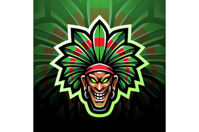 Tribal chief head esport mascot logo