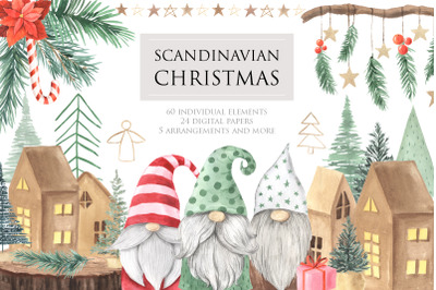 Watercolor Scandinavian Christmas Collection