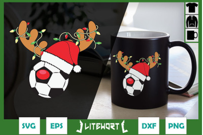 Soccer Reindeer Christmas Hat Lights