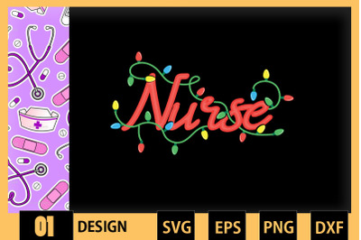 Nurse Christmas Lights SVG