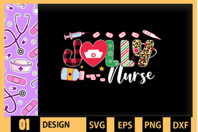 Jolly Nurse Christmas Merry SVG