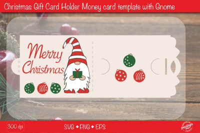 Christmas gift card holder template SVG&2C; Merry Christmas Gnome money c