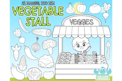 Vegetable Stall Digital Stamps - Lime and Kiwi Designs